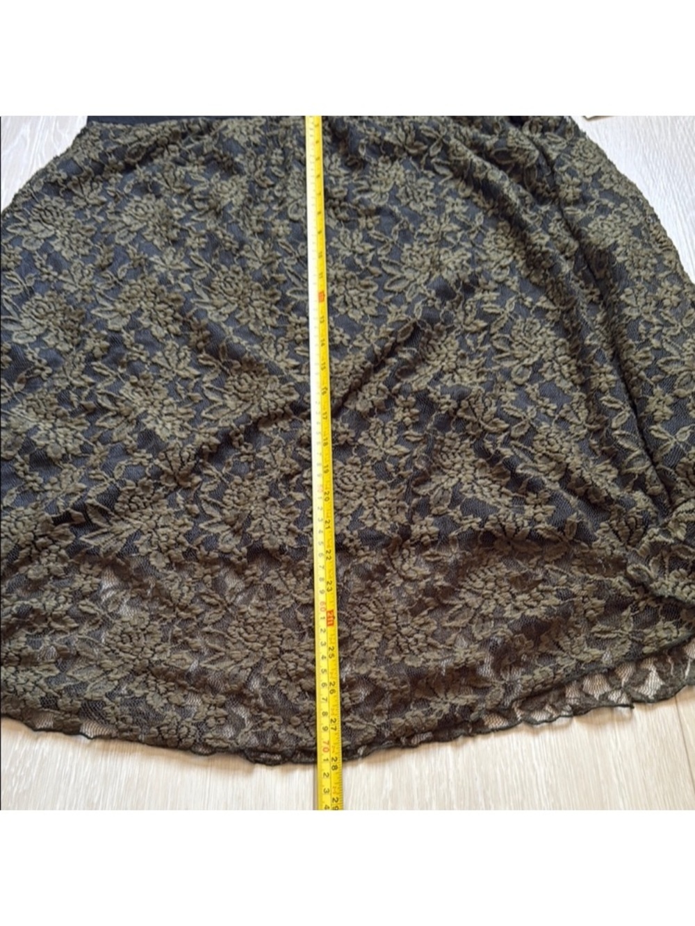 LuLaRoe Green Lace Bubble Midi Skirt - Picture 6 of 8